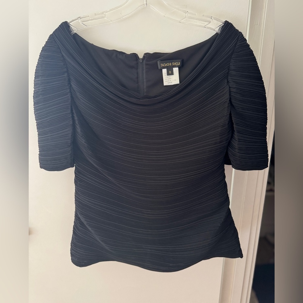 Tadashi Shoji Black Pleated Women's Top